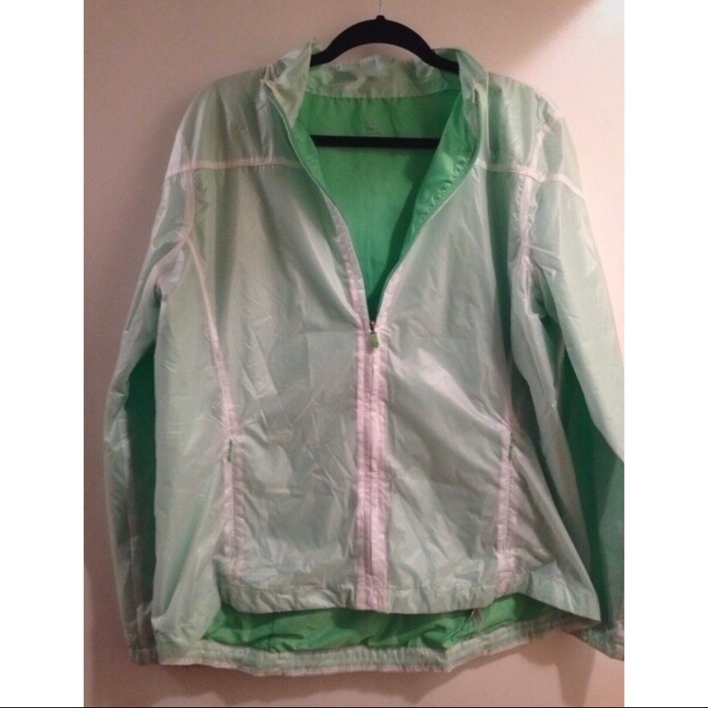 Green running jacket